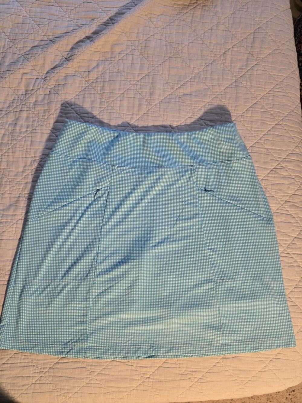 IBKUL Blue Gingham Lightweight UPF Sun Protection Athletic Skort Womens Size S